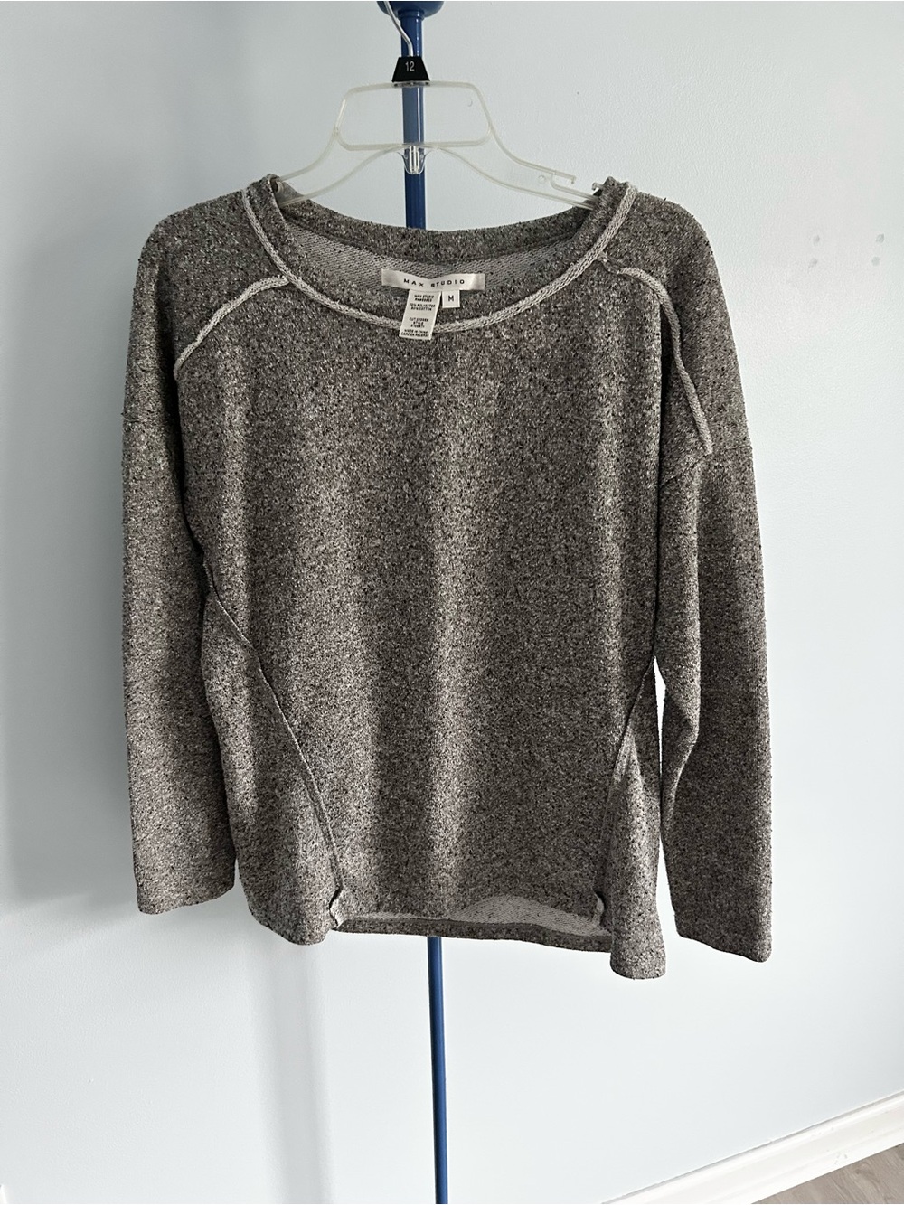 Max Studio Heather Gray Crewneck Pullover Sweater